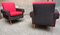 Armchairs in Red and Black with Brass Legs, 1950s, Set of 2, Image 4