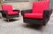 Armchairs in Red and Black with Brass Legs, 1950s, Set of 2 5
