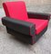 Fauteuils Rouges et Noirs avec Pieds en Laiton, 1950s, Set de 2 6