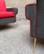 Armchairs in Red and Black with Brass Legs, 1950s, Set of 2, Image 3