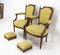 Mid-Century Louis XVI Revival Open Armchairs with Footstools, France, Set of 2 3