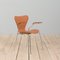 Series 7 Model 3207 Chair with Armrests in Tan Leather by Arne Jacobsen for Fritz Hansen, Denmark, 1980s 1