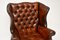 Vintage Leather Wing Back Armchair 4