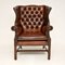 Vintage Leather Wing Back Armchair 1