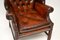 Vintage Leather Wing Back Armchair 5