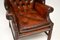 Vintage Leather Wing Back Armchair, Image 5