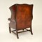 Vintage Leather Wing Back Armchair 8