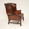 Vintage Leather Wing Back Armchair 7