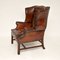 Vintage Leather Wing Back Armchair 3