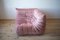 Pink Pearl Velvet Togo Living Room by Michel Ducaroy for Ligne Roset, Set of 5 18