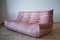 Pink Pearl Velvet Togo Living Room by Michel Ducaroy for Ligne Roset, Set of 5 11
