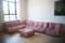 Pink Pearl Velvet Togo Living Room by Michel Ducaroy for Ligne Roset, Set of 5 1