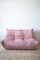 Pink Pearl Velvet Togo Pouf and 2-Seat Sofa by Michel Ducaroy for Ligne Roset, Set of 2, Image 6