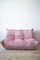 Pouf Togo in velluto rosa perlato e divano a due posti di Michel Ducaroy per Ligne Roset, set di 2, Immagine 6