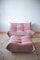 Pink Pearl Velvet Togo Pouf and 2-Seat Sofa by Michel Ducaroy for Ligne Roset, Set of 2 1