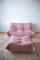 Pouf Togo in velluto rosa perlato e divano a due posti di Michel Ducaroy per Ligne Roset, set di 2, Immagine 1