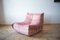 Pink Pearl Velvet Togo Lounge Chair and Pouf by Michel Ducaroy for Ligne Roset, Set of 2 6