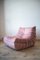 Fauteuil et Pouf Togo en Velours Perlé Rose par Michel Ducaroy pour Ligne Roset 9