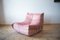 Fauteuil et Pouf Togo en Velours Perlé Rose par Michel Ducaroy pour Ligne Roset 6