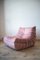 Pink Pearl Velvet Togo Lounge Chair and Pouf by Michel Ducaroy for Ligne Roset, Set of 2 9