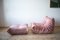 Fauteuil et Pouf Togo en Velours Perlé Rose par Michel Ducaroy pour Ligne Roset 2