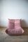 Fauteuil et Pouf Togo en Velours Perlé Rose par Michel Ducaroy pour Ligne Roset 7