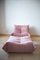 Fauteuil et Pouf Togo en Velours Perlé Rose par Michel Ducaroy pour Ligne Roset 3