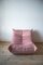 Pink Pearl Velvet Togo Lounge Chair and Pouf by Michel Ducaroy for Ligne Roset, Set of 2 7