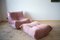 Fauteuil et Pouf Togo en Velours Perlé Rose par Michel Ducaroy pour Ligne Roset 1