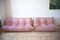 Pink Pearl Velvet Togo 2- and 3-Seat Sofa by Michel Ducaroy for Ligne Roset, Set of 2 1