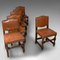 Antique English Leather and Oak Dining Chairs, 1910s, Set of 6 6