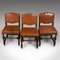 Antique English Leather and Oak Dining Chairs, 1910s, Set of 6 8