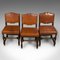 Antique English Leather and Oak Dining Chairs, 1910s, Set of 6, Image 8