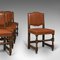 Antike englische Esszimmerstühle aus Leder & Eiche, 1910er, 6er Set 7