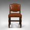 Antique English Leather and Oak Dining Chairs, 1910s, Set of 6 2