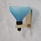 Murano Blown Blu Glass and Brass Wall Light in Style of Vistosi, 1980s 1