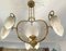 Modernist Art Nouveau Ceiling Lamp in Bronze and Carved Glass, 1890s 5