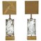 Marble and Glass Block Table Lamps, Set of 2 1