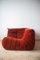 Amber Corduroy Togo Corner Seat, Lounge Chair and 2-Seat Sofa Set by Michel Ducaroy for Ligne Roset, 1970s, Set of 3 5