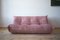 Pearl Pink Velvet Togo Corner Chair, 2- and 3-Seat Sofa by Michel Ducaroy for Ligne Roset, Set of 3 9