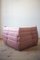 Pearl Pink Velvet Togo Corner Chair, 2- and 3-Seat Sofa by Michel Ducaroy for Ligne Roset, Set of 3 11