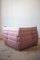 Pearl Pink Velvet Togo Corner Chair, 2- and 3-Seat Sofa by Michel Ducaroy for Ligne Roset, Set of 3, Image 11