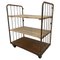 Vintage Industrial Iron and Wood Shelves on Wheels, Image 1