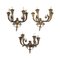 Four-Arm Sconces in Gilded Bronze, Italy, 20th Century, Set of 3, Image 1