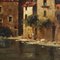 Paisaje de río con puente, castillo y figuras, siglo XIX, óleo sobre lienzo, enmarcado, Imagen 4