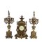 Bronze Clock with Candleholders, France, 19th Century, Set of 3 1