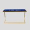 Brass Console Table with Blue Glass Top 1