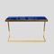 Brass Console Table with Blue Glass Top, Image 1