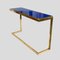 Brass Console Table with Blue Glass Top 2