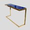 Brass Console Table with Blue Glass Top, Image 2